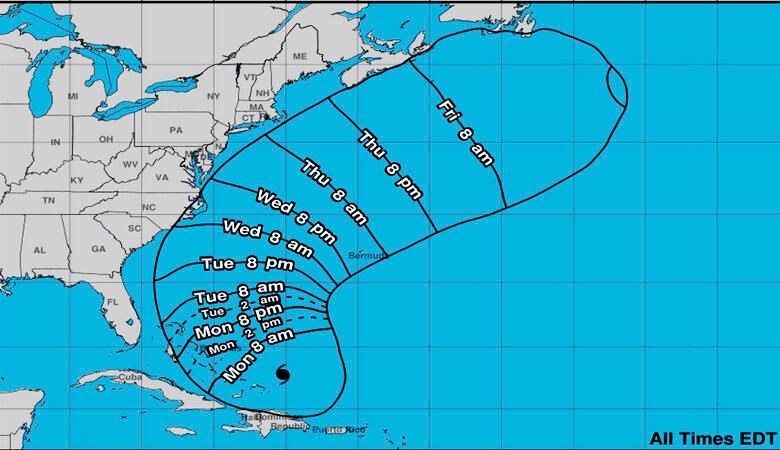 Erin se aleja de RD y se ubica al sureste de Bahamas